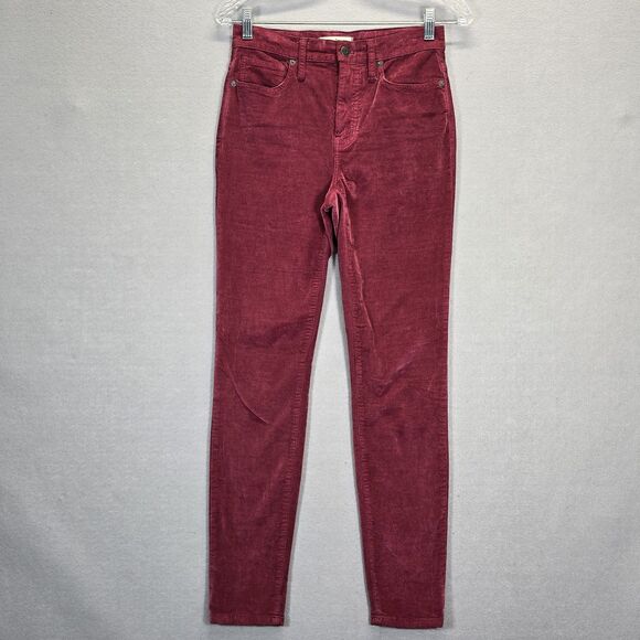 Madewell Pants - Madewell 10” High Rise Skinny Jeans Womens Red/Burgundy Velvet Size 26 (27 X 27)